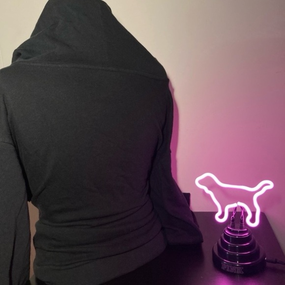 Victoria’s Secret Pink Logo Hoodie Oversized Campus Pullover Black Size Small - Picture 5 of 17